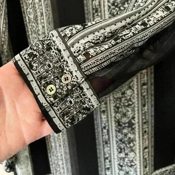 INC International Concepts Black Vertical Stripes Sheer Tunic women’s medium - Picture 5 of 12